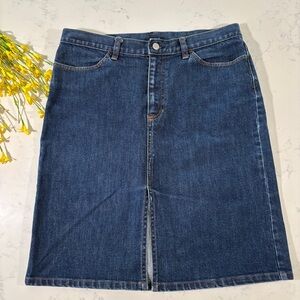 GAP Front Slit Stretch Denim Knee Length Skirt Sz. 12